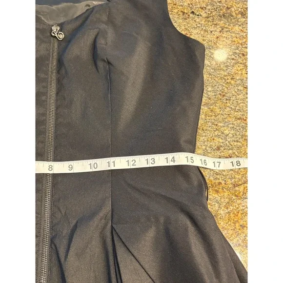 Samuel Dong Sleeveless Bubble Dress Ruffle Collar Full Zip Pockets Black Size S - Picture 6 of 10